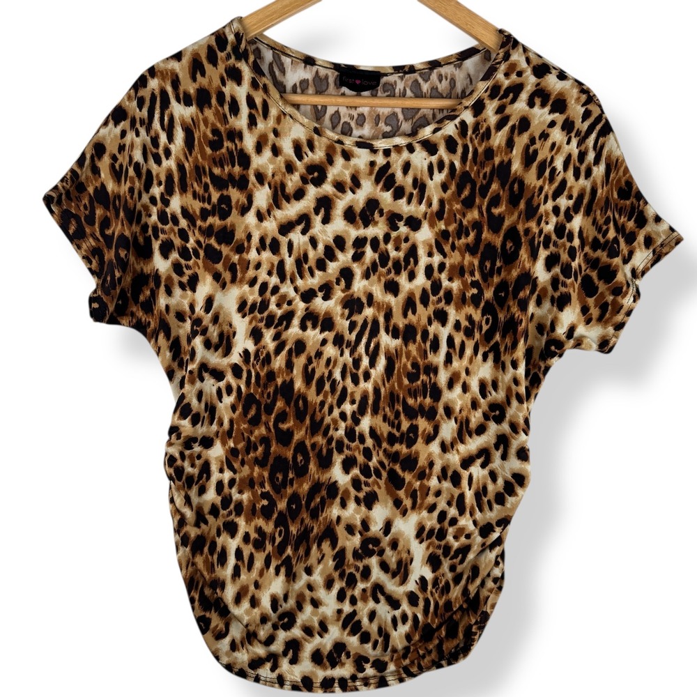 First Love Animal Print Y2K Top Womens Size Large Edgy Indie‎ Sleaze USA Made